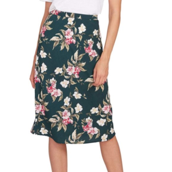 NWT VOLCOM FLORAL SKIRT | sz 10 fitted midi - Picture 5 of 16